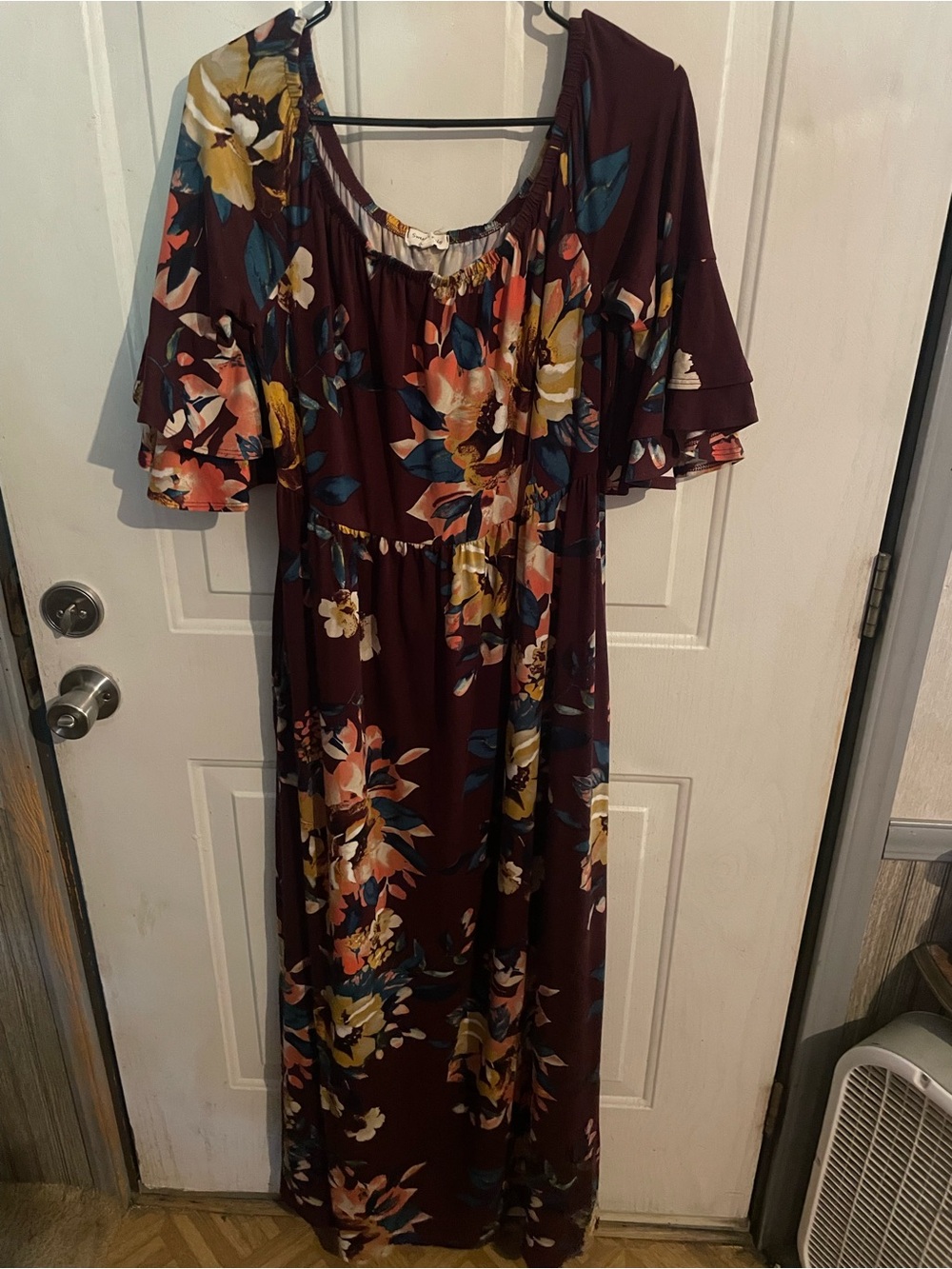 Sweet Love Burgundy Floral Off-Shoulder Maxi Dress